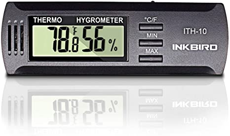 Inkbird ITH-10 Input Digital Thermometer and Hygrometer Temperature Humidity Monitor Humidor Guitar Ukulele Mason Jar