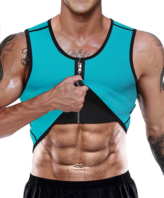 NonEcho Men Sauna Sweat Vest Weight Loss Waist Trainer Vest Neoprene Tank Top Shapewear Slimming Shirt Workout Suit