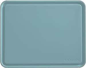 KitchenAid Classic Plastic Cutting Board with Perimeter Trench and Non Slip Edges, Dishwasher Safe, 11 inch x 14 inch, Blue