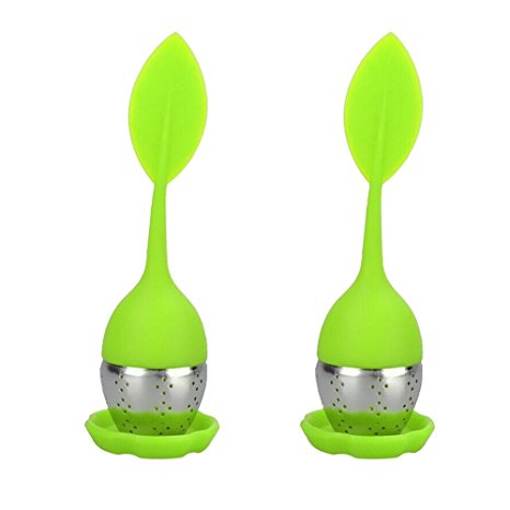 Zicome Silicone Tea Infuser with Drip Tray, Set of 2, Green