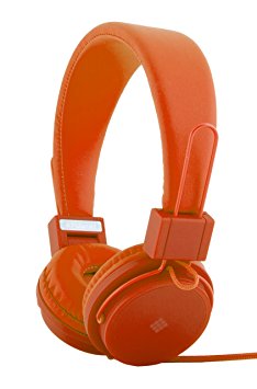 Polaroid PHP8500OR Neon Headphones with Mic, Foldable, Tangle-Proof, Compatible with All Devices, Orange