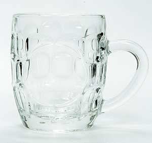 Traditional British Imperial Half Pint Dimple Beer Glass with Etched Seal. Pack of 4.