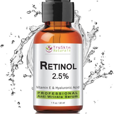 BEST Retinol Serum for Wrinkles and Fine Lines -25 Vitamin A  Hyaluronic Acid Vitamin E Organic Green Tea Jojoba Oil - Works Best With TruSkin Naturals Vitamin C Anti Aging Serum - 1oz