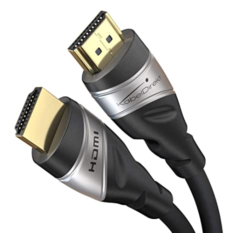 KabelDirekt – 3m – 8K HDMI 2.1 Ultra High Speed HDMI Cable, Certified (48G, 8K@60Hz, Latest Standard, Officially Licensed/Tested for Optimal Quality, Perfect for PS5/Xbox/Switch, Silver/Black)