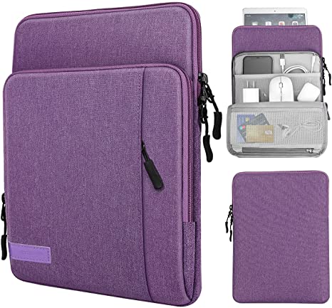 MoKo 9-11 Inch Tablet Sleeve Bag Carrying Case with Storage Pockets Fits iPad Pro 11 2021/2020, iPad 9th 8th 7th Generation 10.2, iPad Air 4 10.9, iPad 9.7, Galaxy Tab A 10.1 - Purple