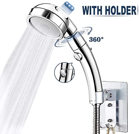 Handheld Shower Head with Hose and Holder, SAYGOGO High Pressure Shower Head with 3 Spray Settings and On/Off Switch Detachable Shower