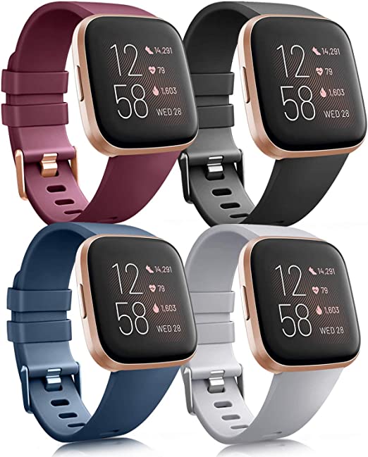 Vancle Bands Compatible for Fitbit Versa/Versa 2 / Versa Lite/Versa SE, Classic Soft Sport Band Strap for Fitbit Versa Smart Watch Women Men Small Large