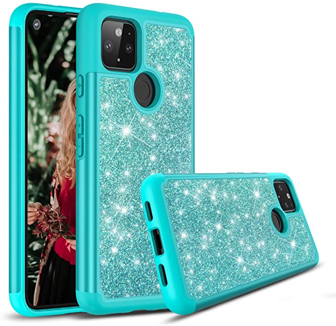 Cbus Wireless Sparkling Glitter Bling Phone Case Compatible with Google Pixel 4a (5G Version only) - Teal