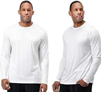 DEVOPS Men's 2 Pack UV Sun Protection (UPF 50 ) Outdoor Long Sleeve Workout Performance T-Shirts