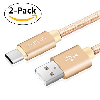 USB Type C Cable 3Ft 2 Pack,USB C to USB Nylon Braided Cable Fast Charger for Samsung Galaxy Note 8 S8 S8 plus,Google Pixel, Pixel XL, LG V30 G6 V20 G5, Nintendo Switch, New Macbook More(Gold) …