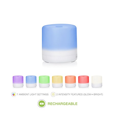 Rechargeable/Cordless 100ml Aromatherapy Spa Diffuser - Rechargeable/Portable - 7 Ambient Lights - 4 Timers - Auto Shutoff - Humidifier - Cord Free - Aromatherapy - Air Purifier - Essential Oils