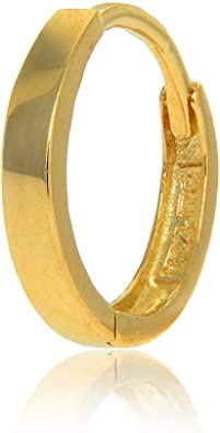 14k Gold Single Huggie Hoop Mens Hinged Earring 2.6x14mm