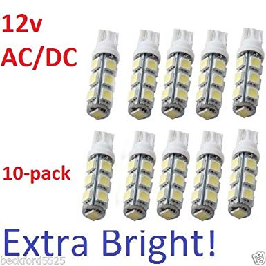 Sago® - 10 Pcs, Wedge T10-T5 1w Bulb 360deg LED for Malibu 12v DC Landscape Light-13 SMD-Warm White (Yellowish)