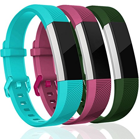 Maledan Replacement Accessories Bands (3 Pack) for Fitbit Alta and Alta HR with Stainless Steel Buckle