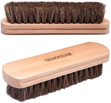 Fasmov 100% Natural Fine Horsehair Soft Leather Cleaning Brush for Cleaning Upholstery, Cleaner Car Interior, Upholstery Furniture, Couch, Sofa, Boots, Shoes and More, Pack of 2