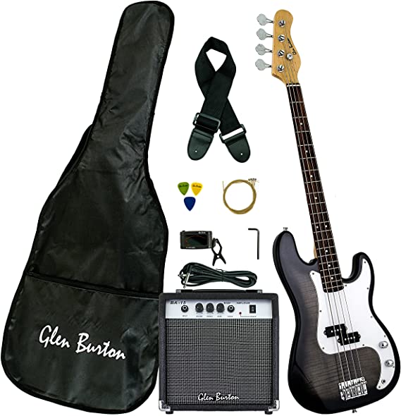 Glen Burton GB150BCO-BK  Electric Bass Guitar, SG-Style, Black