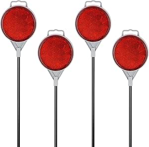 JOYTUTUS Reflective Driveway Markers, 48.43 Inch Double Sided Driveway Reflectors, Snow Plow Markers, Fiberglass Pole Red Driveway Markers for Night and All-Weather (Pack of 4)