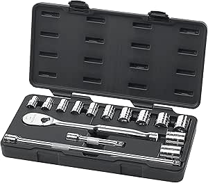 GEARWRENCH 15 Pc. 1/2" Drive 6 Pt. Standard Mechanics Tool Set, SAE - 80706, Black