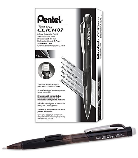 Pentel Twist-Erase CLICK Mechanical Pencil (0.7mm) Assorted Barrel Colors, Color May Vary, Box of 12 (PD277TA)