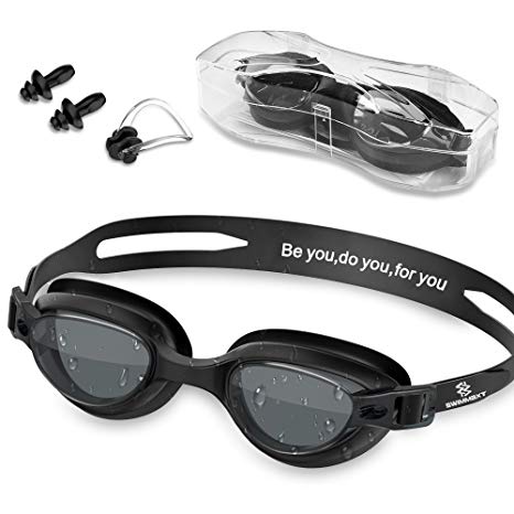 Swim Goggles - Swimming Goggles with Nose Clip   Ear Plugs, Anti Fog for Adult Men Women Youth Kids Child