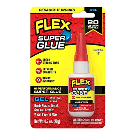 Flex Super Glue Gel, Clear, 20 Gram Bottle, (Pack of 1)