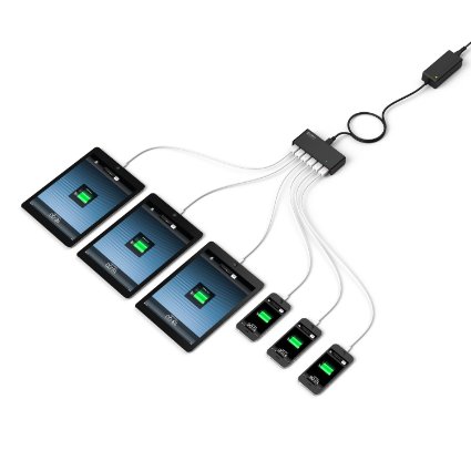 Vority 6-Port USB Charger 102A51W Rapid Black Wall Portable and Travel Charging Station for Up to 6 USB Powered Devices Perfect for Office and Home Charging Need Full Charging Speed for up to 3 iPad Air or Tablets and 3 iPhone 6 Plus or Smartphones or other PSP Cameras Bluetooth Power Bank Battery Cases Model HEX102AC - 2 Years Warranty - UL Certified