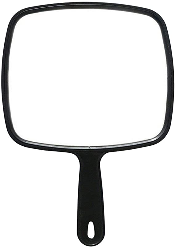 Salon Professional Hairdressing Large Hand Held Mirror Black