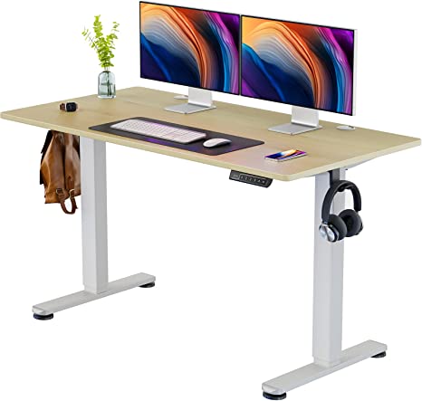 ErGear Height Adjustable Electric Standing Desk, 55 x 28 Inches Sit Stand up Desk, Memory Computer Home Office Desk (Natural)