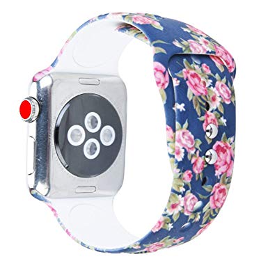 Apple Watch Band 38mm 42mm, Silicone Printed Sport Bands Replacement iwatch Strap Bracelet Wristband for Watch Series 3 2 1,S/M M/L Size
