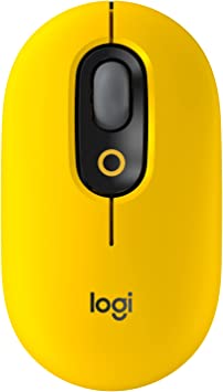 Logitech POP Mouse, Wireless Mouse with Customizable Emojis, SilentTouch Technology, Precision/Speed Scroll, Compact Design, Bluetooth, Multi-Device, OS Compatible - Blast Yellow