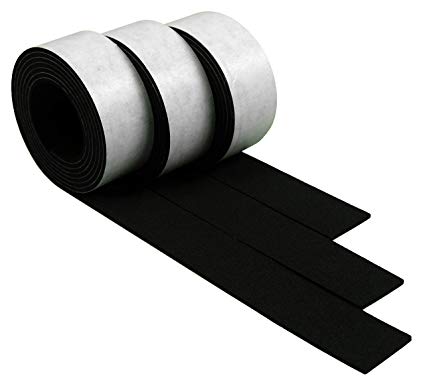 XCEL - Weather Stripping Foam Rubber Tape with Adhesive, 3 Strips Totaling 13 Feet x 1 Inch x 1/16 Inch