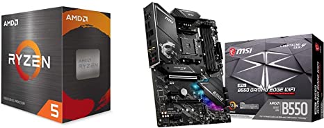 AMD Ryzen 5 5600X 6-core, 12-Thread Unlocked Desktop Processor with Wraith Stealth Cooler with MSI MPG B550 Gaming Edge WiFi Gaming Motherboard