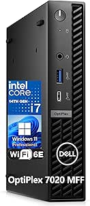 Dell OptiPlex 7020 MFF 7000 Series Micro Form Factor Mini Business Desktop Computer, 14th Gen Intel 20-Core i7-14700T up to 5.2GHz, 16GB DDR5 RAM, 512GB PCIe SSD, WiFi 6E, RJ-45, Windows 11 Pro