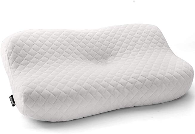 HOKEKI Pillow Ergonomic Cervical Sleeping Pillow for Neck Pain Support for Back, Stomach, Side Sleepers Premium Memory Foam Pillow Removable and Washable Cover White(Standard Size)