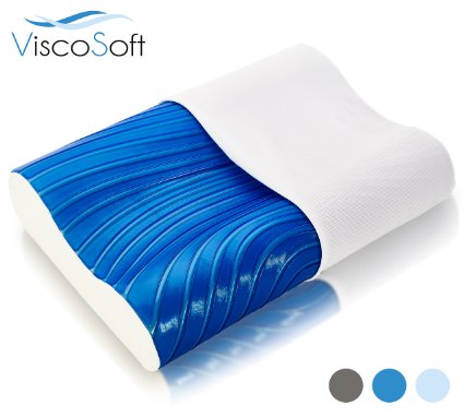 ViscoSoft ARCTIC GEL CONTOUR Pillow with washable COOLMAX® Cover (20 x 14 x 4.5 inches)