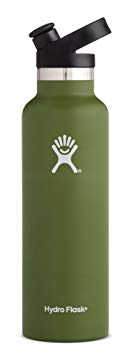 Hydro Flask 21 oz Double Wall Vacuum Insulated Stainless Steel Sports Water Bottle, Standard Mouth with BPA Free Sport Cap, Olive