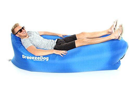 Breeeze - Premium Inflatable Air Filled Lounger With Shoulder Bag. Nylon Fabric Suitable For Beach, Camping, Hiking and Hanging Out.