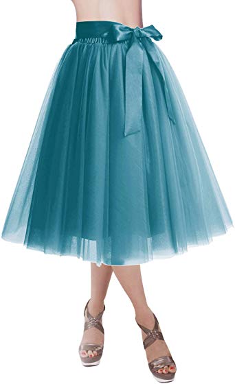 DRESSTELLS Knee Length Tulle Skirt Tutu Skirt Evening Party Gown Prom Formal Skirts