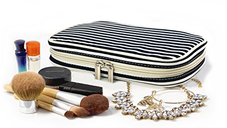 Jewelry & Accessories Travel Organizer Bag Case (Black & White Stripes)