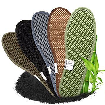 Kalevel® Breathable Activated Bamboo Carbon Foot Health Premium Insoles Shoe Pads Soft Shoe Insoles for Men Women Children - One Pair (EU 44, Black)