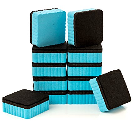 Premium Magnetic Whiteboard Dry Erasers (12-pack) - 2" x 2" - Perfect for Classroom, Home and Office