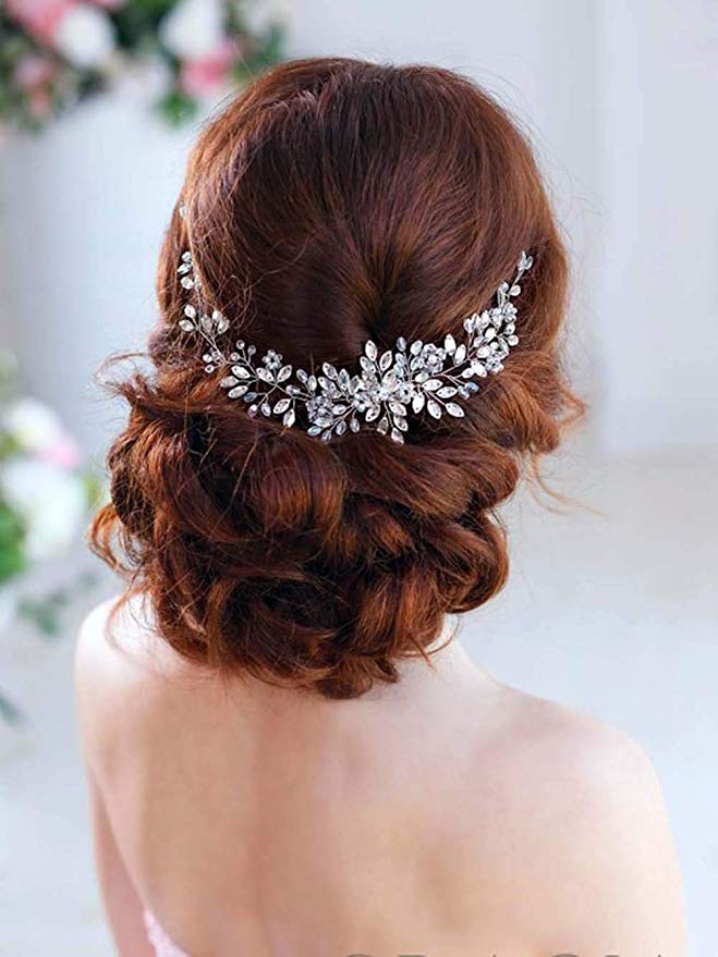 Simsly Bridal Hair Vine Crystal Headband Silver Wedding Hair Accessories for Bride and Bridesmaids
