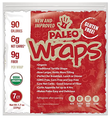 Paleo Wraps USDA Organic 6 Net Carbs (Gluten Free/Keto) 14 Individual Wraps