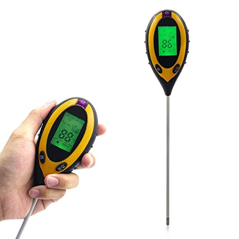 MacDoDo 4-in-1 Soil Moisture Meter, Light and PH acidity Tester, Plant Tester, Soil Temperature Tester, Great For Garden, Farm, Lawn, Indoor & Outdoor (No Battery including)