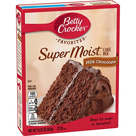 Betty Crocker Super Moist Cake Mix Milk Chocolate 15.25 oz Box