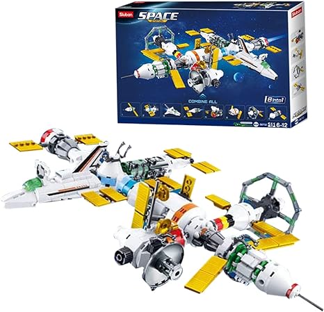 Space Station Building Blocks for Kids, 3D Early Learning Toys for Science and STEM, Stackable Shuttle DIY Exploration (Space Station - 511 Pcs)