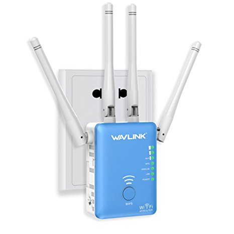 AC1200 WiFi Range Extender - Wavlink Dual Band Wireless Signal Booster/Repeater/Access Point/Router with 2 Ethernet Port / External Antenna-Blue