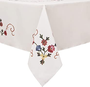 Flyspeed Red Vine Floral Print Rectangle Tablecloth Waterproof Fabric Table Cloth for Dinning Room 60 Inch by 104 Inch