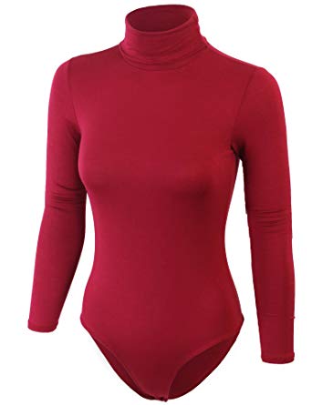BOHENY Womens Turtleneck Bodysuit with Snap Button Closure