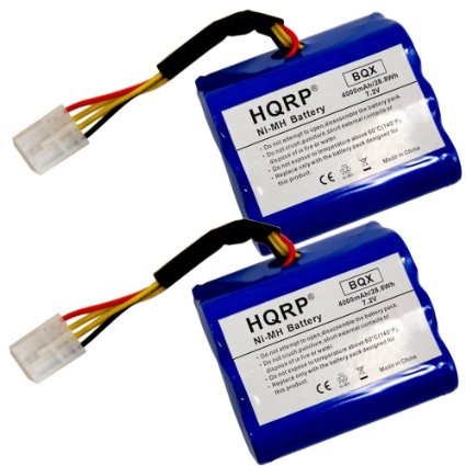 HQRP 4000mAh Extended Battery 2-Pack for NEATO XV-11 XV-12 XV-14 XV-15 XV-21 XV-25 945-0005 205-0001 945-0006 945-0024 XV Signature Pro All-Floor Robotic Vacuum plus Coaster